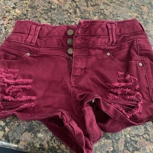 Maroon Jean Shorts